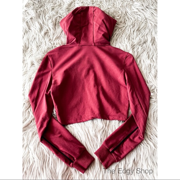 ekAttire | The Daily Burgundy Cropped Hoodie - Picture 7 of 9